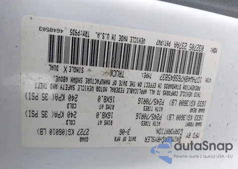 2006 Dodge Dakota Slt z USA, uszkodzony, nr VIN 1D7HW48N76S645837